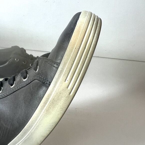 Ecco Mens US 11-11.5 EU 45 Shoe Sneaker Dark Gray Leather Casual Comfort Low Top - Picture 12 of 13